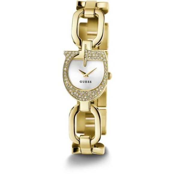 Guess Gold G Link Bracelet Watch With Crystal G-Shaped Case & Adjustable Links - Picture 3 of 7